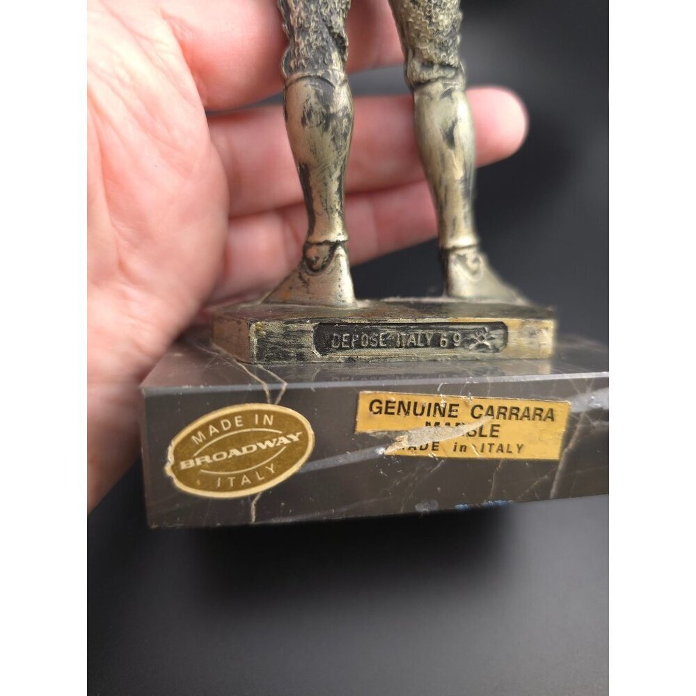 Vintage 1969 Depose Italy Fontanini Pewter Knight Figurine Carrara Marble Base - Picture 12 of 12